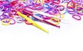 Loom band Bracelets and Hooks. Royalty Free Stock Photo