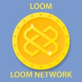 Loom Network Coin cryptocurrency blockchain icon. Virtual electronic, internet money or cryptocoin symbol, logo