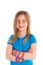 Loom rubber bands bracelets blond kid girl Royalty Free Stock Photo