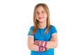 Loom rubber bands bracelets blond kid girl Royalty Free Stock Photo