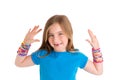 Loom rubber bands bracelets blond kid girl Royalty Free Stock Photo