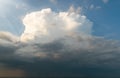 The looming storm front consisting of cumulus clouds