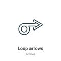 Loop arrows outline vector icon. Thin line black loop arrows icon, flat vector simple element illustration from editable arrows