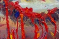 Loop for the dead in red blood, fear, execution, death. Original oil painting, contemporary