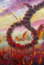 Loop for the dead in red blood, fear, execution, death. Original oil painting, contemporary