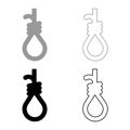 Loop for gallows hangman's noose Rope suicide lynching set icon grey black color vector illustration image solid fill outline