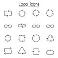 Loop icon set in thin line style Royalty Free Stock Photo