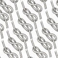 Loop made by ropes, nautical theme seamless pattern Royalty Free Stock Photo