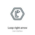 Loop right arrow outline outline vector icon. Thin line black loop right arrow outline icon, flat vector simple element Royalty Free Stock Photo