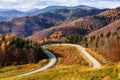 Loop road in autumn forest Royalty Free Stock Photo