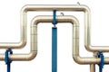 Loop steam pipeline on white isolate background. , Insulation pipe.