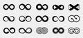 Loop symbols. Infinity vector icons set. Black mobius loop collection