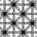Looped yarn effect seamless vector pattern background. Geometric black and white backdrop with scribbled doodle stripes Royalty Free Stock Photo