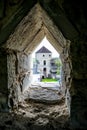 Loophole of old castle wall