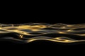 looping animation of fluid gold waves gently flowing over a smooth black surface, with soft lighting