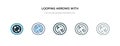 Looping arrows with broken line icon in different style vector illustration. two colored and black looping arrows with broken line