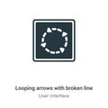 Looping arrows with broken line vector icon on white background. Flat vector looping arrows with broken line icon symbol sign from