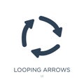 looping arrows icon in trendy design style. looping arrows icon isolated on white background. looping arrows vector icon simple