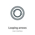 Looping arrows outline vector icon. Thin line black looping arrows icon, flat vector simple element illustration from editable Royalty Free Stock Photo