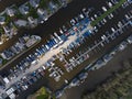 Loosdrechtse plassen harbour top down waterway canals and cultivated ditch nature near Vinkeveen Utrecht. Lake and water Royalty Free Stock Photo