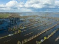 Loosdrechtse plassen harbour waterway canals and cultivated ditch nature near Vinkeveen Utrecht. Lake and water fields Royalty Free Stock Photo