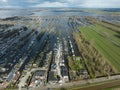 Loosdrechtse plassen harbour waterway canals and cultivated ditch nature near Vinkeveen Utrecht. Lake and water fields Royalty Free Stock Photo