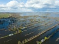 Loosdrechtse plassen harbour waterway canals and cultivated ditch nature near Vinkeveen Utrecht. Lake and water fields Royalty Free Stock Photo