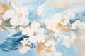 Loose Abstract Floral Painting with Neutral Blue Background