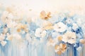 Loose Abstract Floral Painting with Neutral Blue Background