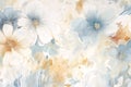 Loose Abstract Floral Painting with Neutral Blue Background