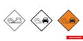 Loose chippings roadworks sign icon of 3 types color, black and white, outline. Isolated vector sign symbol
