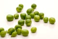 Loose garden peas on white Royalty Free Stock Photo