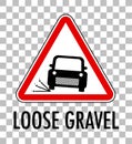 Loose gravel sign isolated on transparent background