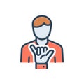 Color illustration icon for Loose, hand and people