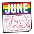 Calendar with Rainbow Colors and Cute Doodles for Pride Celebration, Vector Illustration Royalty Free Stock Photo