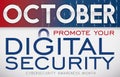 Loose-leaf calendar with fading to a cyber space design, promoting digital safety during Cybersecurity Awareness Month during Octo