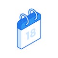 Loose leaf calendar isometric icon. Paper reminder of year and day week Royalty Free Stock Photo