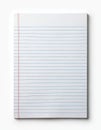 Loose leaf notebook sits on white. Blank lined paper is ready for notes. The notepad is plain and unused on clean white Royalty Free Stock Photo