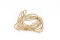 Loose tangled jute rope coil, isolated on white