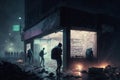 Looters stealing things during the night, created with Generative AI technology