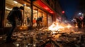 Looting and destructions. Looters seen breaking into the store