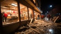 Looting and destructions. Looters seen breaking into the store