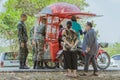 LOPBURI THAILAND, MARCH 24, 2019 : Thai cadets relax after completing the parachute training at Ban Tha Duea Drop Zone on March 24