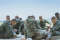 LOPBURI THAILAND, MARCH 24, 2019 : Thai cadets relax after completing the parachute training at Ban Tha Duea Drop Zone on March 24