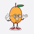 Loquat Fruit cartoon mascot character in geek style