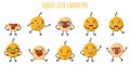 Loquat fruit cute funny cheerful characters with different poses and emotions