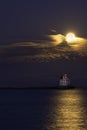 Lorain lighthouse with the supermoon