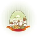 Loral background decorated with Easter Egg shape