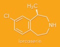 Lorcaserin obesity drug molecule. Skeletal formula.