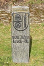 Lorch, Germany - 03 14 2022: 900 years anniversary stone of small town Lorch am Rhein Royalty Free Stock Photo